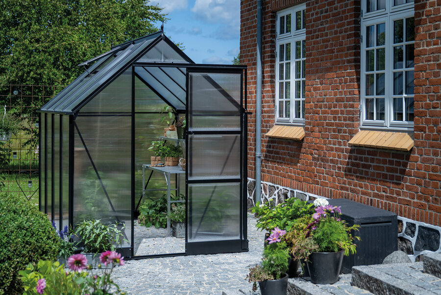 ICON 6 · 4.9 m² (6' x 8') Sort m/4 mm Polycarbonat