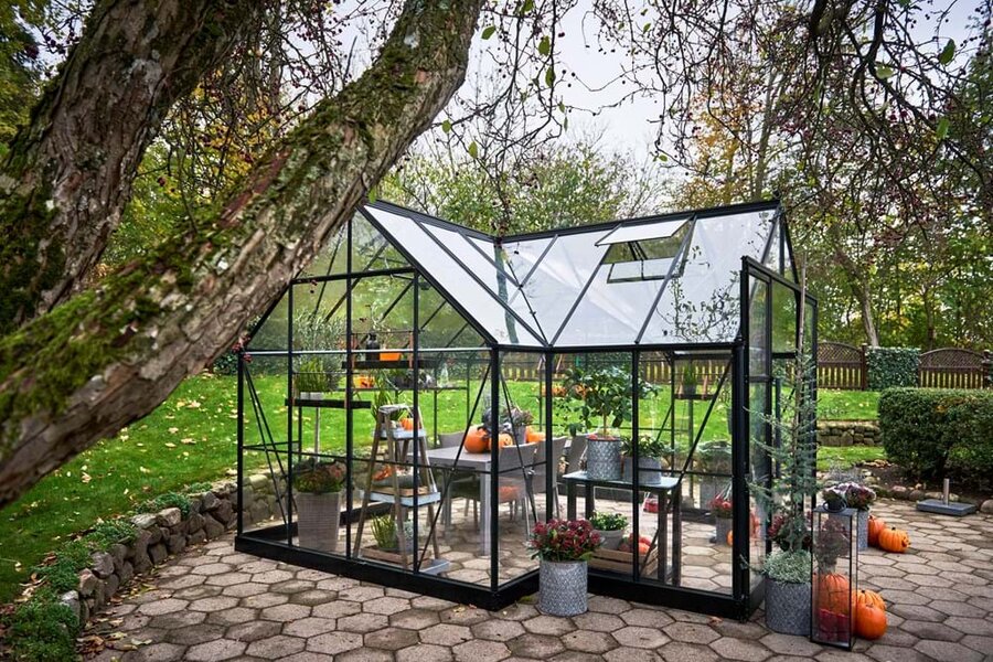 Halls Garden Room 12x12 - Black - 3mm Toughened Glass
