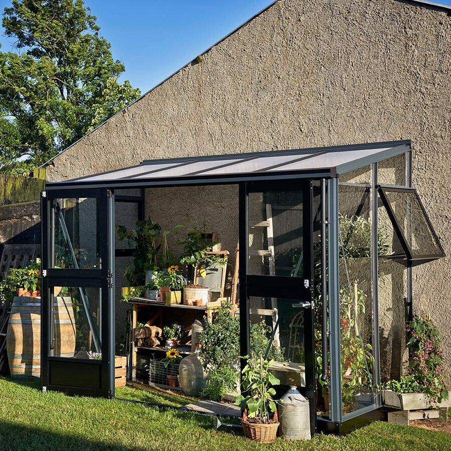 Juliana Veranda - 4,40 m2 antracit/sort 3 mm hærdet glas i hele baner