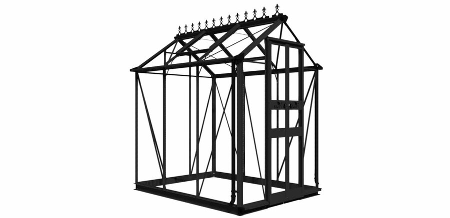 6x4 Halls Cotswold Birdlip Black Greenhouse - 3mm Toughened Glass