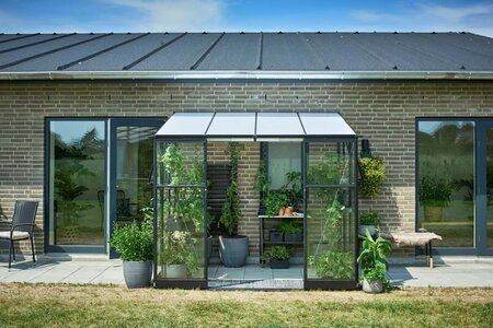 Halls Qube Lean-To 8x6 - Black - 3mm Toughened Glass