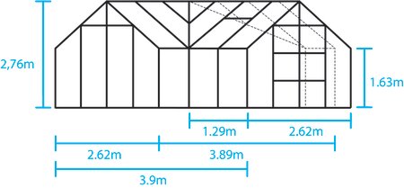 Halls Garden Room 12x12 - Black - 3mm Toughened Glass