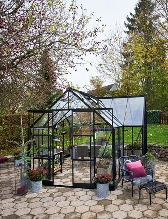 Halls Garden Room 12x12 - Black - 3mm Toughened Glass