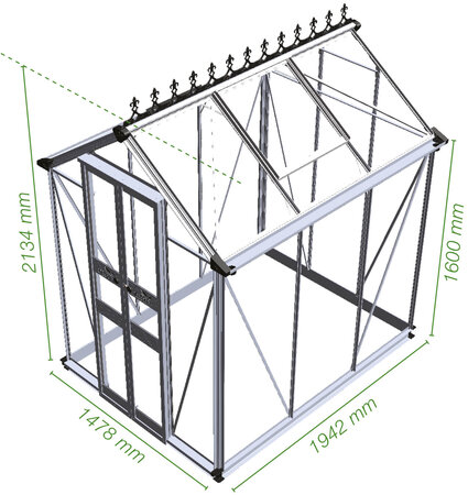 6x4 Halls Cotswold Birdlip Black Greenhouse - 3mm Toughened Glass