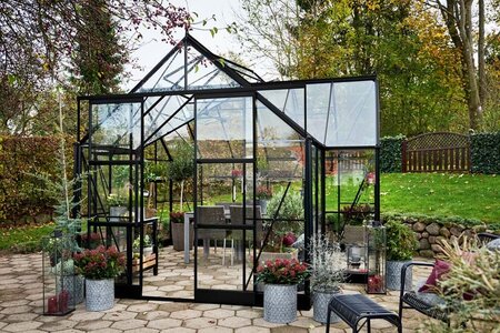 Halls Garden Room 12x12 - Black - 3mm Toughened Glass