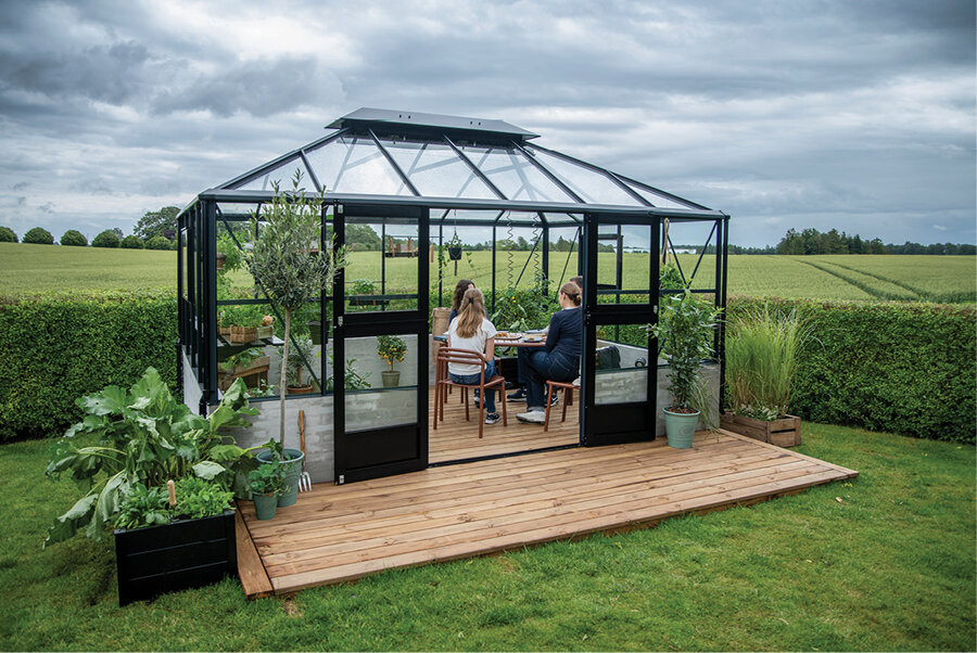 Juliana Grand Oase - 13,0 m2 Wandmodell Anthrazit/Schwarz 3mm sicherheitsglas in voller Länge